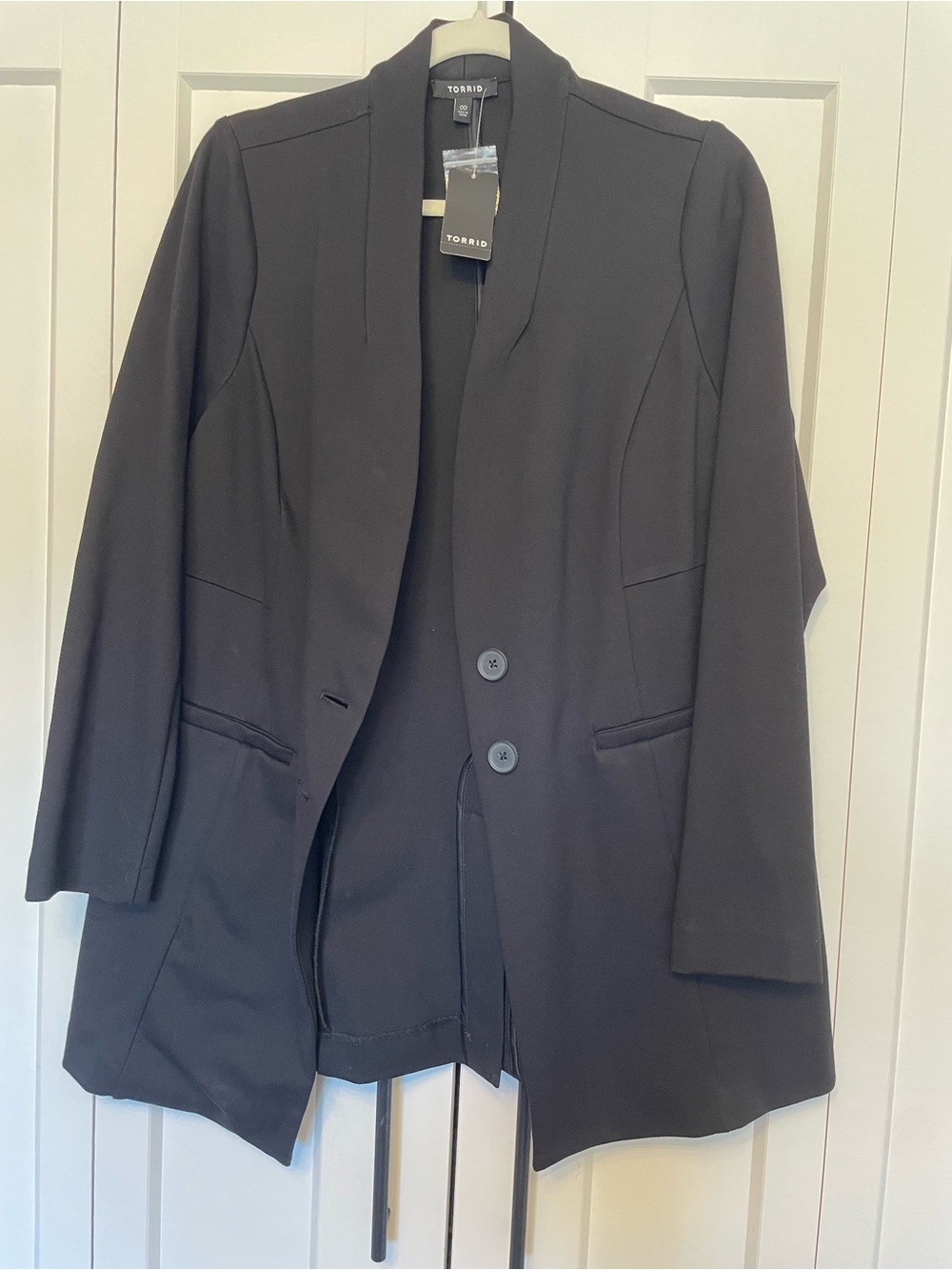 torrid Black Longline Open Blazer with Two-Button Closure